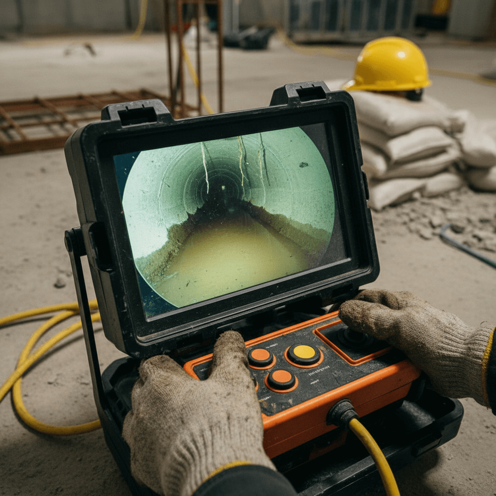 Kamerafahrt durch Abwasserleitung